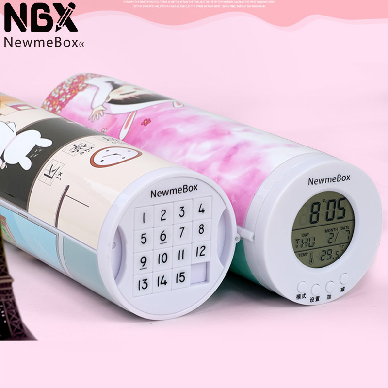 NBX益智玩具华容道提升动手能力学习文具多功能便携电子钟铅笔盒