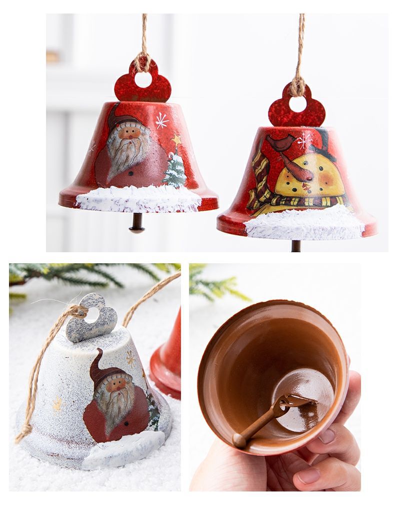 Nordic Iron Santa Claus Snowman Bell Pendant Creative Christmas Decorations Christmas Tree Hanging Ornament Pendant