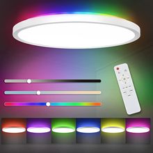 LED卧室吸顶灯客厅智能天花板灯-24w嵌入式安装RGB背光平面圆形灯