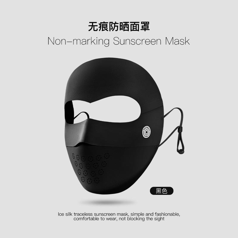 Summer New Sunscreen Mask Women's Sunshade Ice Silk Breathable Eye Protection Angle Facekini Flower-Shaped Breathable Hole Xtj117