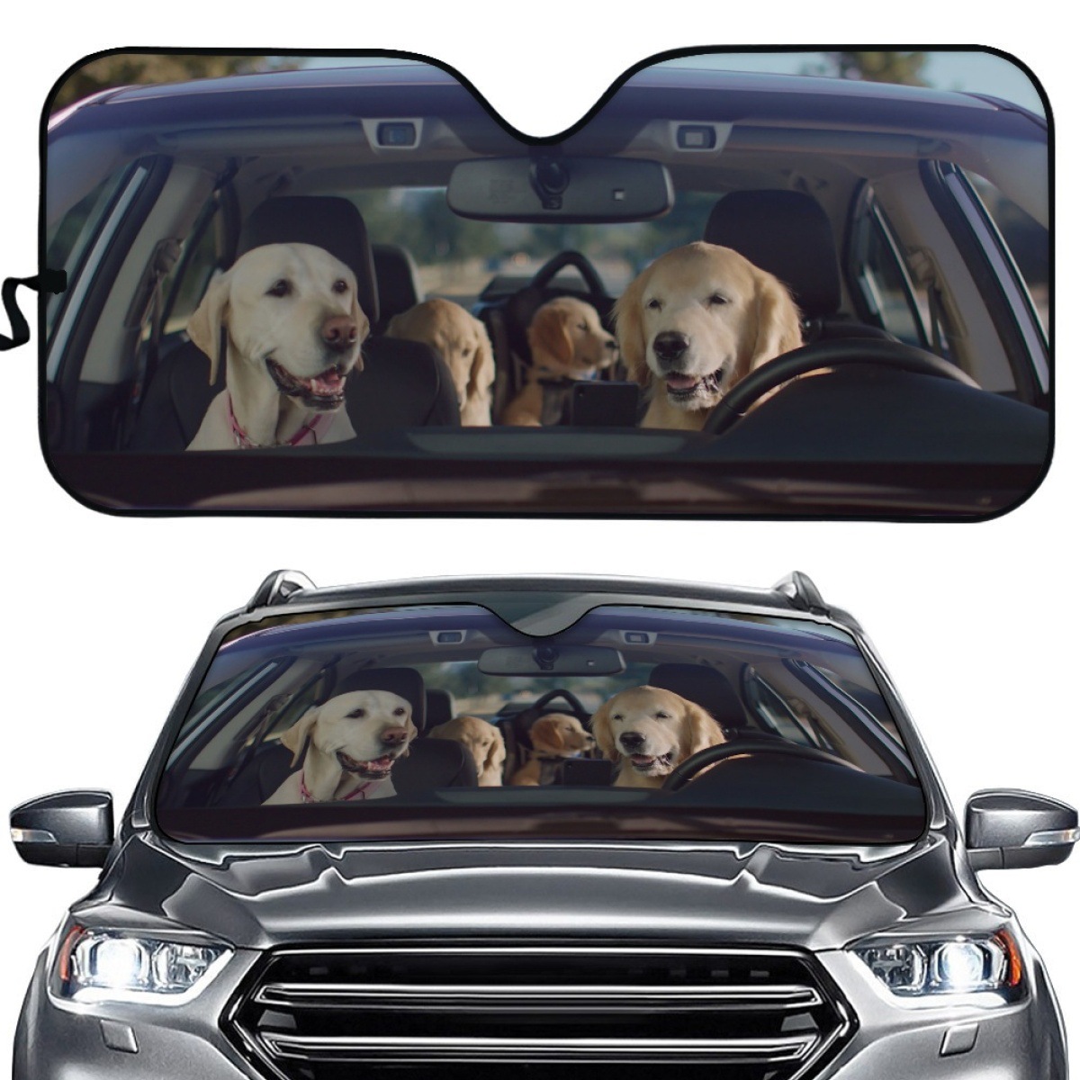 夏季热卖遮阳挡独立站热卖狗狗驾驶位图案个性印制汽车