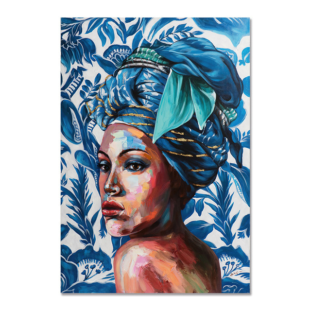 北欧现代简约高清家居墙面装饰画单幅非洲黑妇女的涂鸦艺术海报