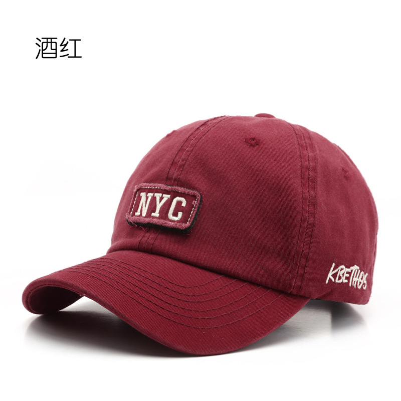 Japanese Women's Spring and Autumn Personality Retro Washed Patch Letter Baseball Cap Outdoor Sports Women's Sun Protection Sun-Poof Peaked Cap