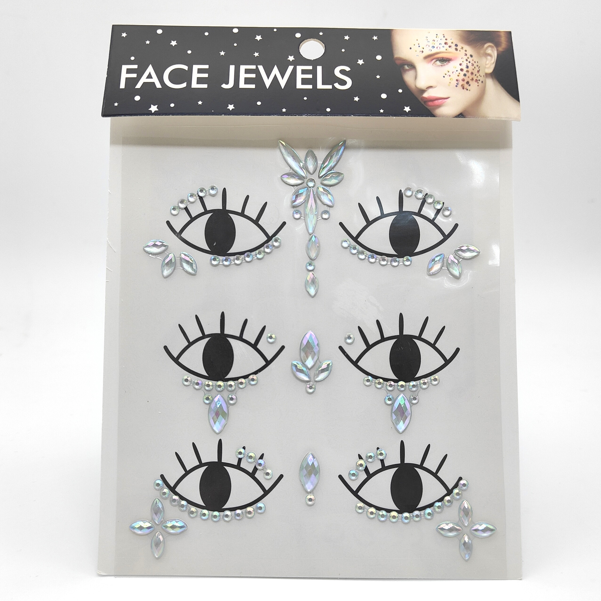 Luminous 3 Pairs Acrylic Diamond Paste Eye Pad Bindi Eye Diamond Stickers Glowing Face Pasters Festival Prom Face Makeup Stickers