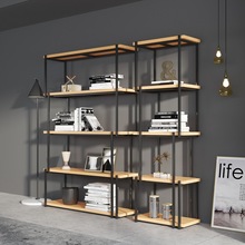 北欧现代铁艺书架置物架简易落地收纳架子办公室多层实木创意书柜