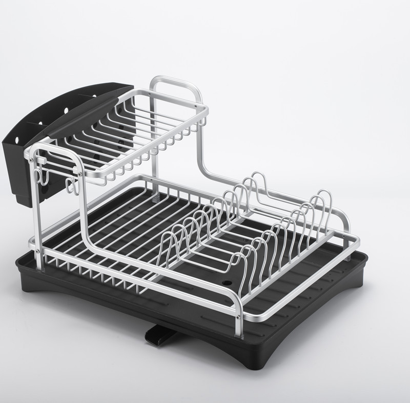 Aluminum Dish Rack Kitchen Plate Rack Double-Layer Thickened Removable Draining Dish Rack Kitchen Storage Rack Factory Direct Sales