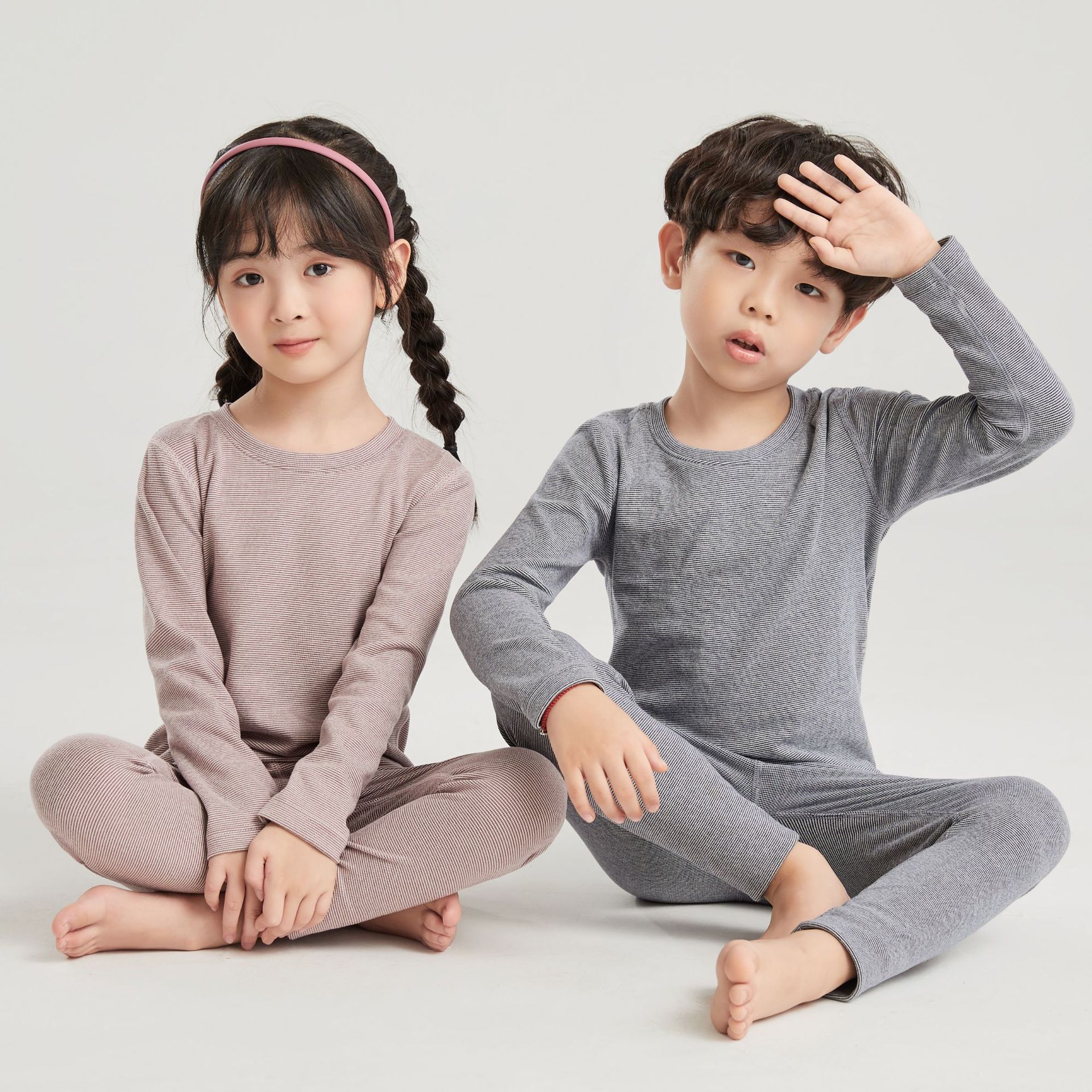 2022年新款玻尿酸儿童保暖内衣套装内穿加厚弹力女男童秋衣秋裤