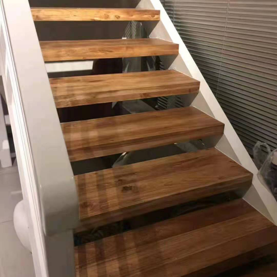 实木北方老榆木楼梯踏步板别墅家用复式阁楼榆木楼梯踏板原木板