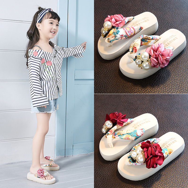 儿童拖鞋女童夏季时尚外穿新款滑亲子沙滩鞋花朵人字拖家居凉拖