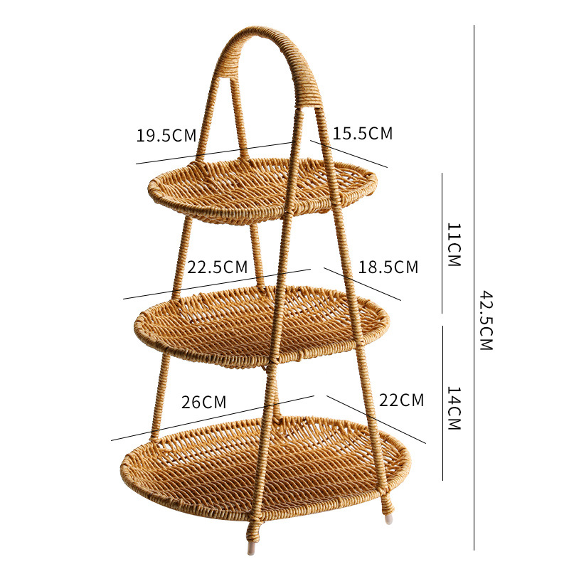 Creative Multi-Layer Fruit Plate European Style Dried Fruit Plate Imitation Rattan Home Snack Dish Candy Afternoon Tea Tray Basket