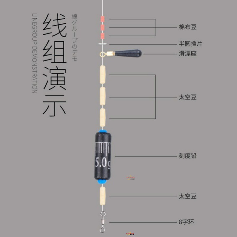 路亚竿淡水矶竿滑漂钓组线组套装配件远投专用太空豆棉线结棉布豆