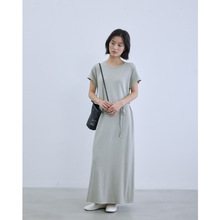 EVERTRUE2025夏季新款韩版十三行连衣裙女短袖A字宽松中长裙65649
