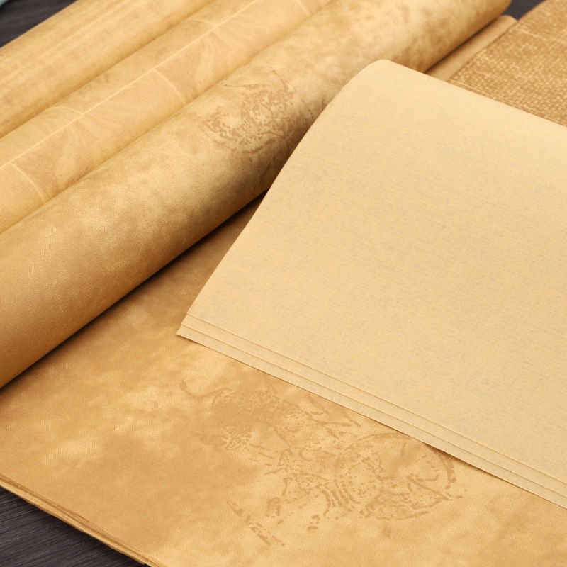 麻纹绢布纹宣纸复古笺仿古做旧纸毛笔书法作品纸半生熟国画创作纸