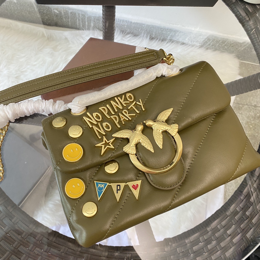 pinko女士包袋徽章装饰单肩斜挎羊皮小号飞鸟包燕子包1p22cyy7gc