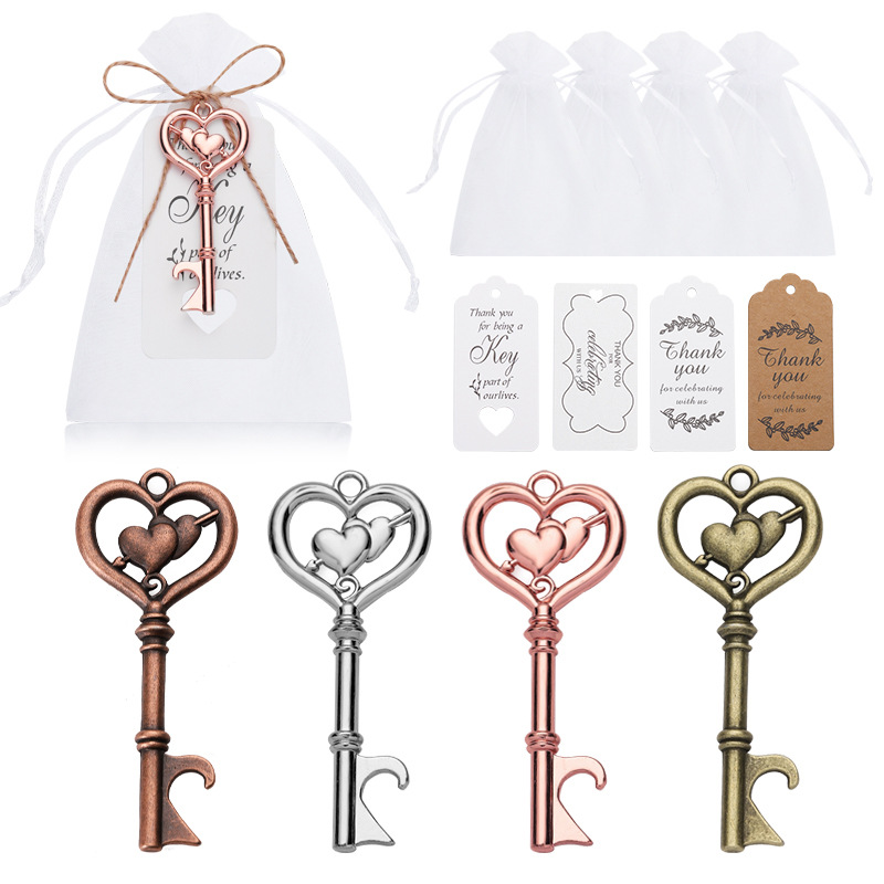 wedding supplies one stone two carving key bottle opener pendant creative hotel decoration beer small ornaments keychain
