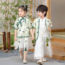 汉服女童夏季短袖中国风男童唐装男女孩古装民族风套装六一演出服