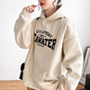 American style Retro letter Hooded Plush thickening Sweater Autumn and winter Easy Lazy coat oversize jacket