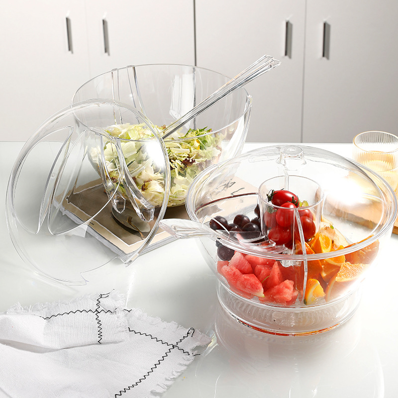 透明沙拉碗家用蔬菜沙拉水果碗ktv亚克力麻辣烫透明大号沙拉碗