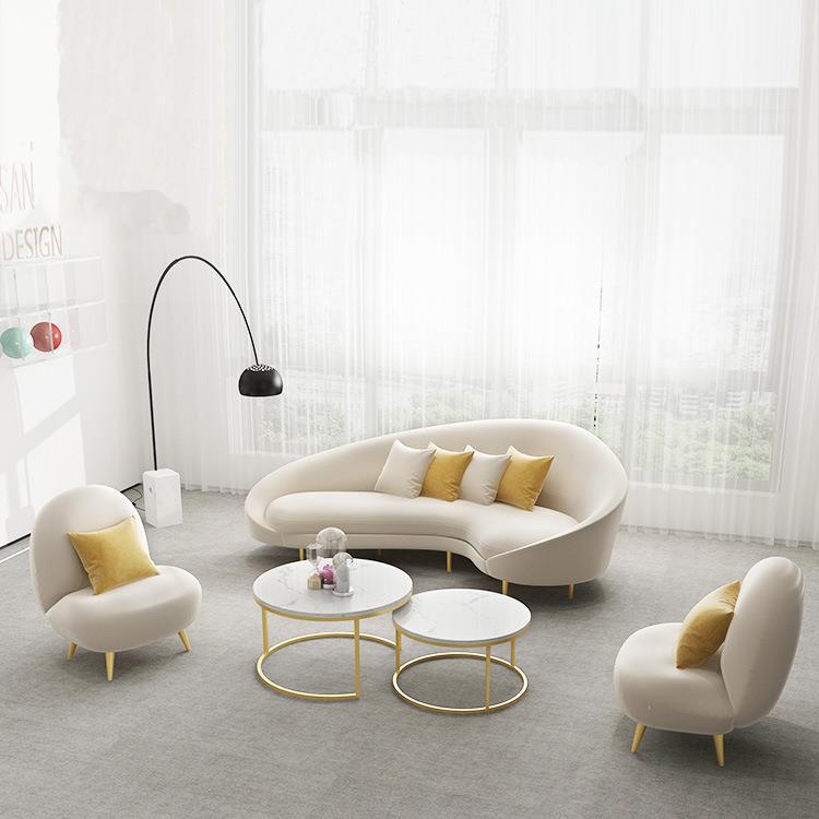 北欧服装店小沙发轻奢组合公司办公休息区双人沙发云朵布艺沙发椅