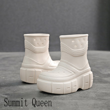 Summit Queen巴黎时尚雪地靴纯色EVA橡塑防水一脚蹬中筒厚底雨靴