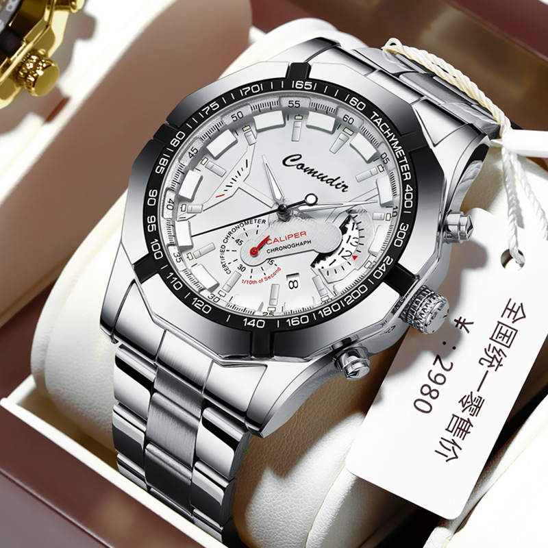 One Piece Dropshipping Automatic Movement Watch Men's Calendar Waterproof Luminous Non-Mechanical Watch Large Dial Cross-Border New Arrival