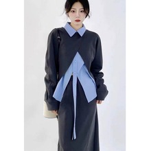 赫本风气质洋气女感连衣裙韩版设计感时尚卫衣衬衫半身裙三件套