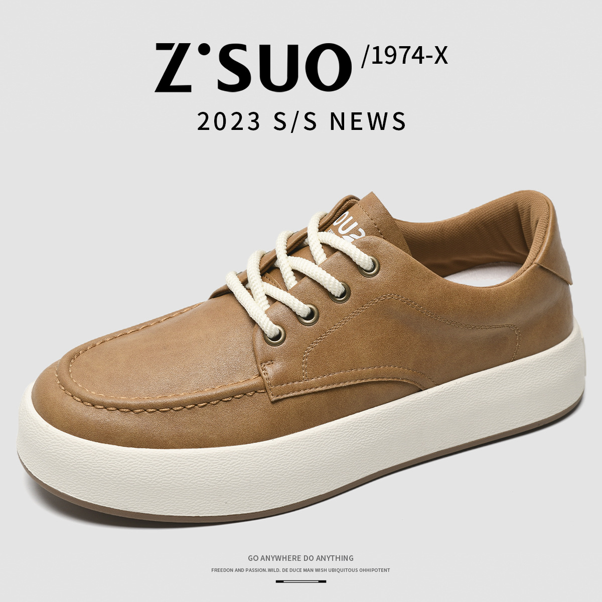 Slip-on Platform Work Shoes Men's 2023 New Genuine Leather Flat Casual Leather Shoes Men's Trendy Vintage Skateboard Shoes All-Matching