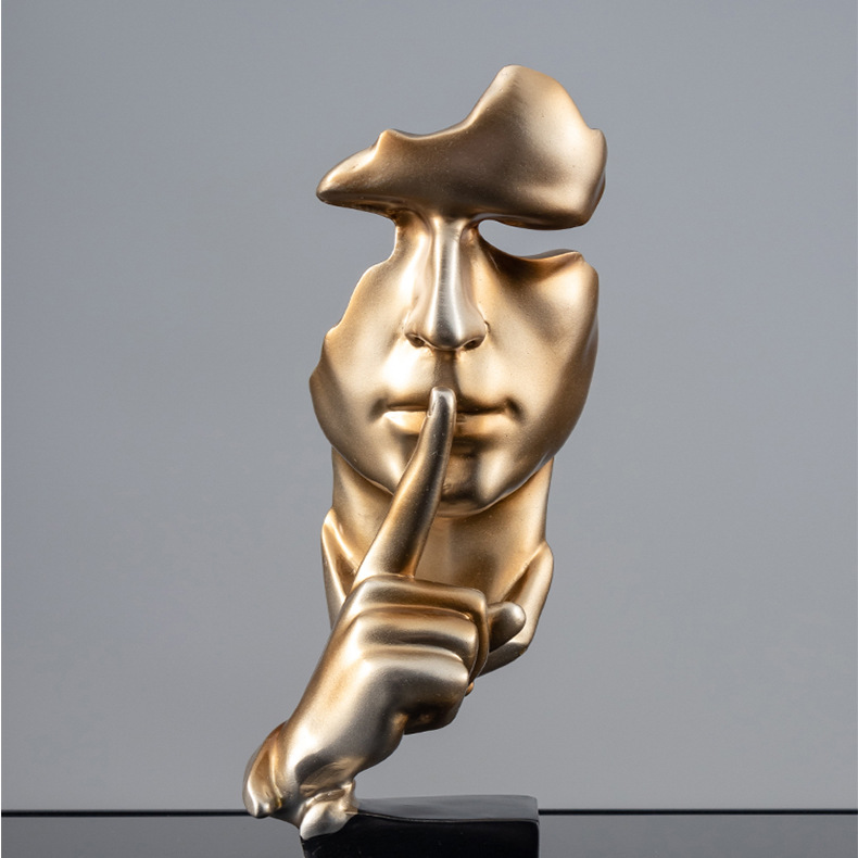 沉默是金人物抽象工艺品摆件客厅电视柜酒柜家居树脂雕塑摆饰定制