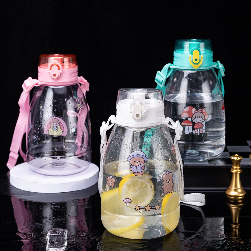 Factory Direct Sales Student Large Capacity Direct Drink with Straw Water Bottle Kettle Plastic Water Cup Female Online Influencer Big Belly Cup