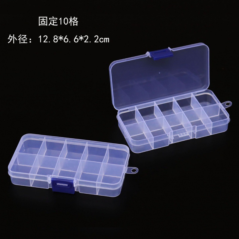 Rhinestone Storage Box Transparent Compartment Jewelry Box Hardware Jewelry Box Box with Lid Multi-Grid Fishing Gear Screw Box Pill Box