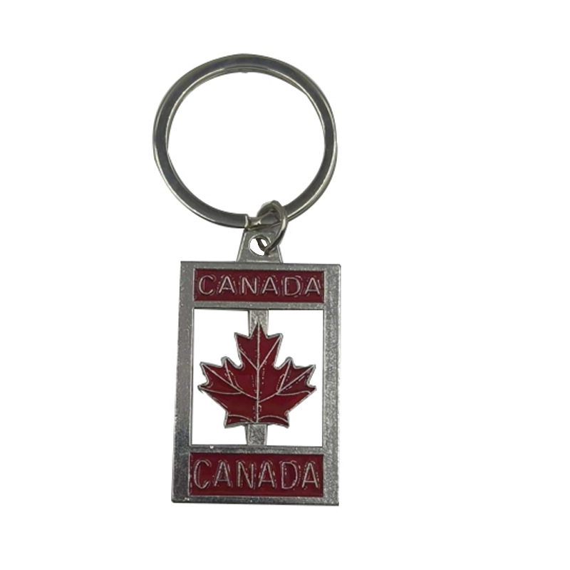 Canadian Tourist Souvenir Metal Maple Leaf Keychain Support Drawing Sample Open Mold Custom Keychain Pendant