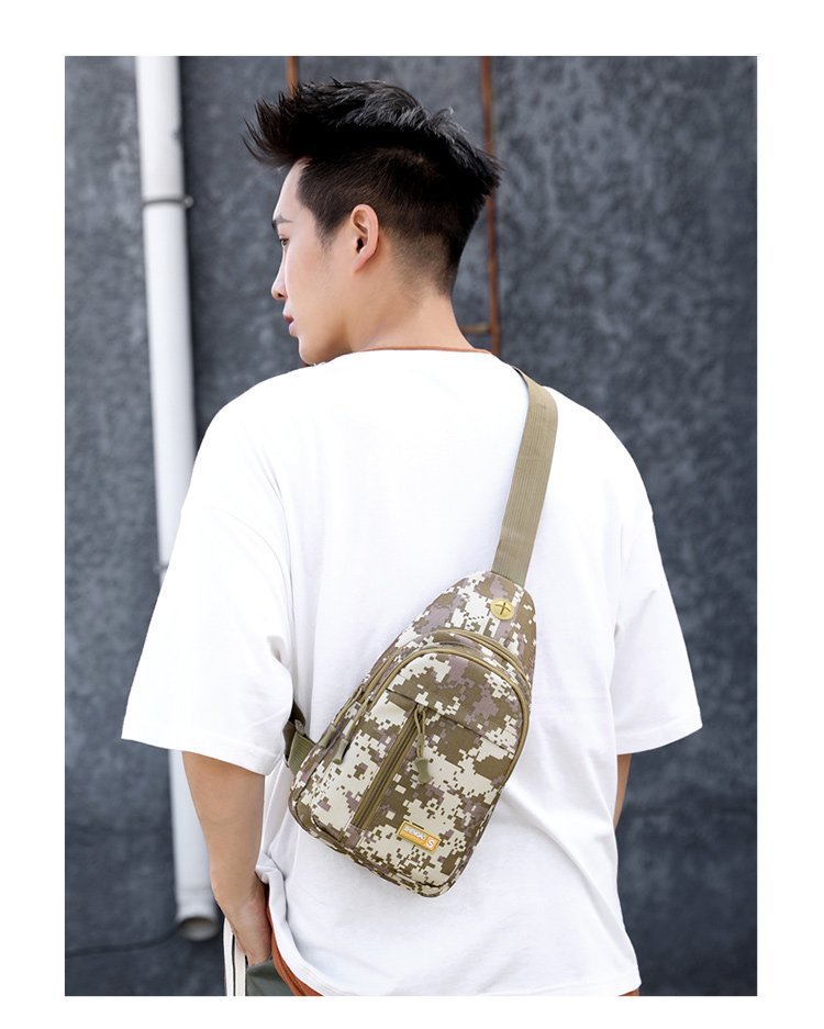 Men's Trendy Business Chest Bag Walking Casual Headset Messenger Bag Trendy One-Shoulder Chest Bag Fashion Canvas Chest Bag