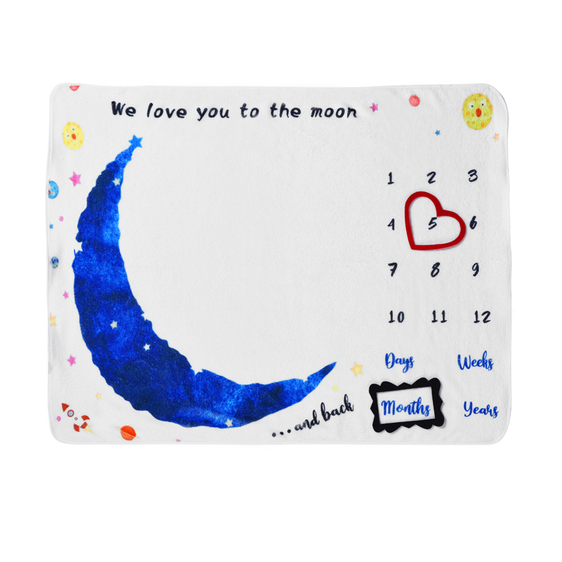 Moon Blanket Baby Milestone Blanket Digital Printing Double-Sided Flannel Photography Blanket Cover Blanket