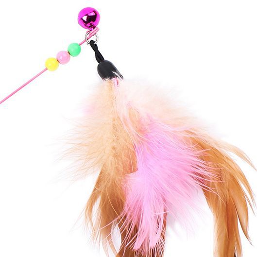 Steel Wire Feather Cat Teaser Bell Elastic Steel Screw Rod Cat Toy Pet Supplies Cat Meow Self-Hi Rod