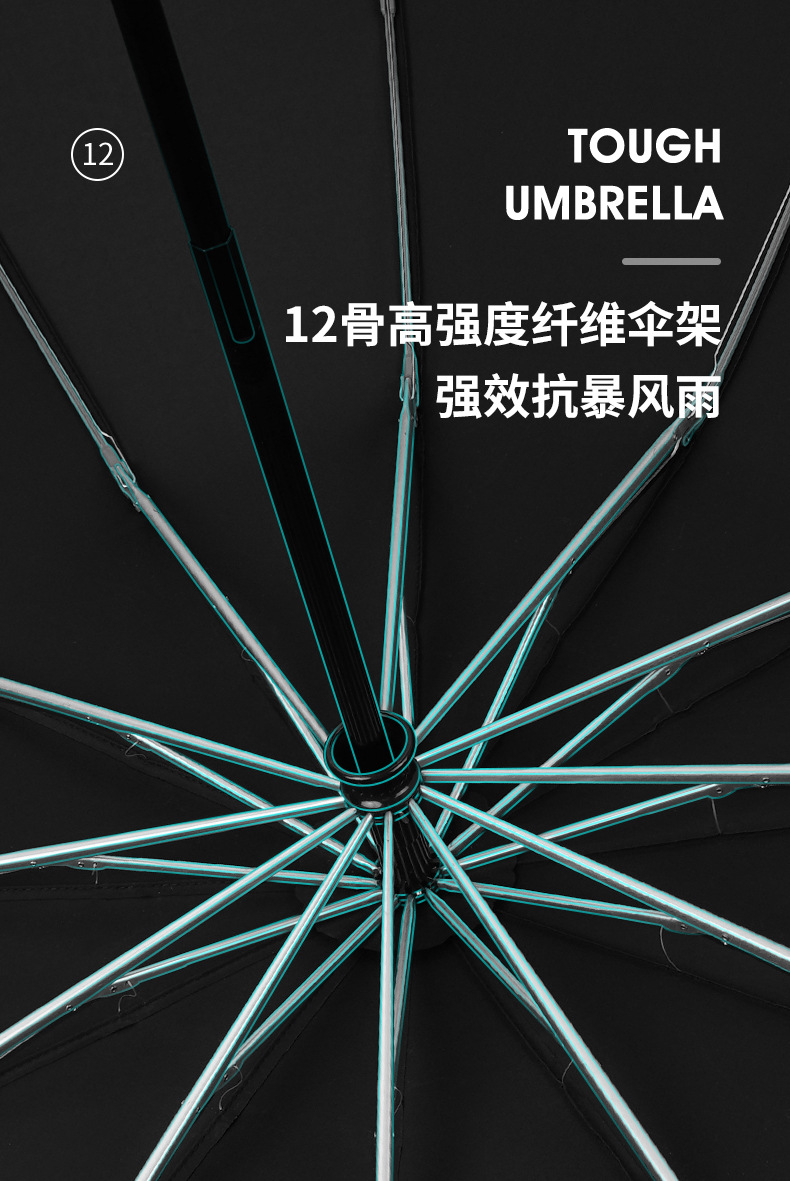 奈洛三折反向自动伞加厚加布防风抗雨安全反光边10骨折叠加大雨伞