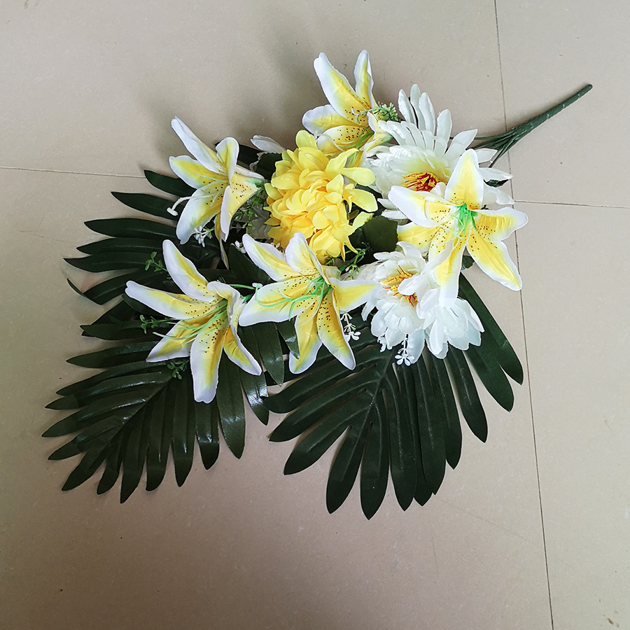 清明花束仿真花祭祀手捧花假花百合菊花追思祭祖扫墓厂家直销批发