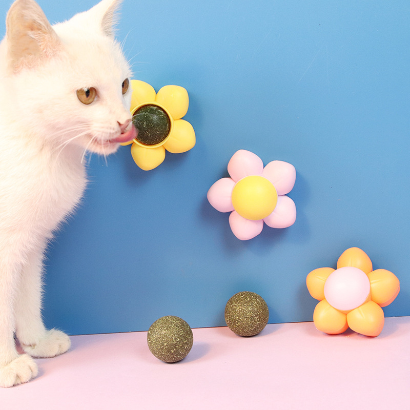 Catnip Ball New Factory Wholesale Cat Toy Self-Hi Molar Teeth Cleaning Licking Music Flower Rotation