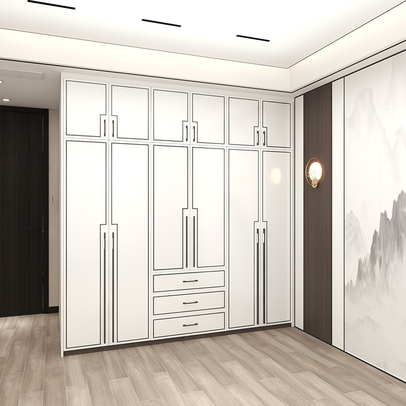 新中式衣柜顶柜简约现代经济型白色组合柜板式大衣柜装修设计工厂