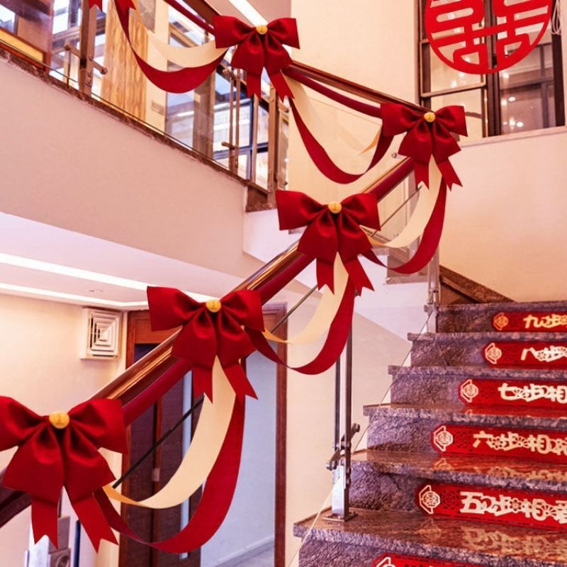 楼梯装饰结婚楼梯扶手婚房布置套餐拉花气球护栏扶梯栏杆结婚用品