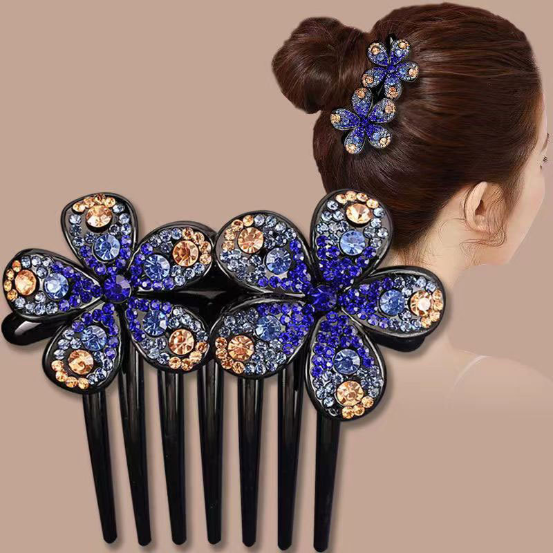 插梳盘发器发梳发夹水钻边夹头发卡子头花时尚夹子优雅顶夹头饰女