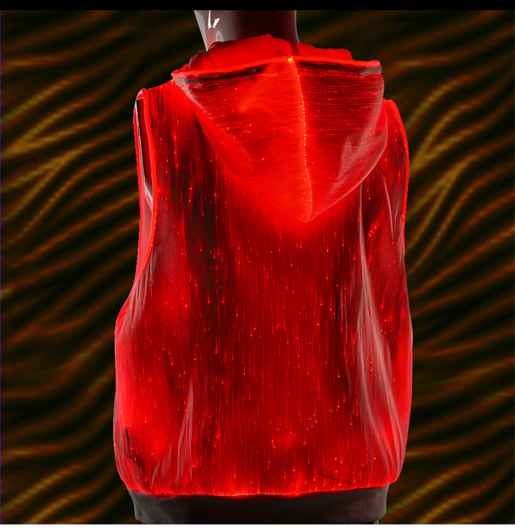 酷炫七彩光纤发光衣服蹦迪 舞台表演光纤衣服 发光光纤男士卫衣