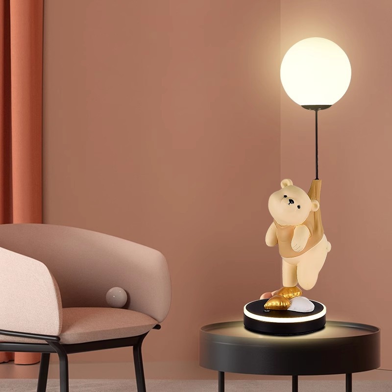 New Children's Room Cartoon Bear Decoration Light Luxury Creative Art Sculpture Moon Astronaut Spaceman Table Lamp