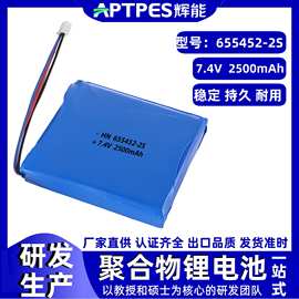 2500mAh锂电池7.4V655452辉能跨境智能家居聚合物锂电池芯组厂家