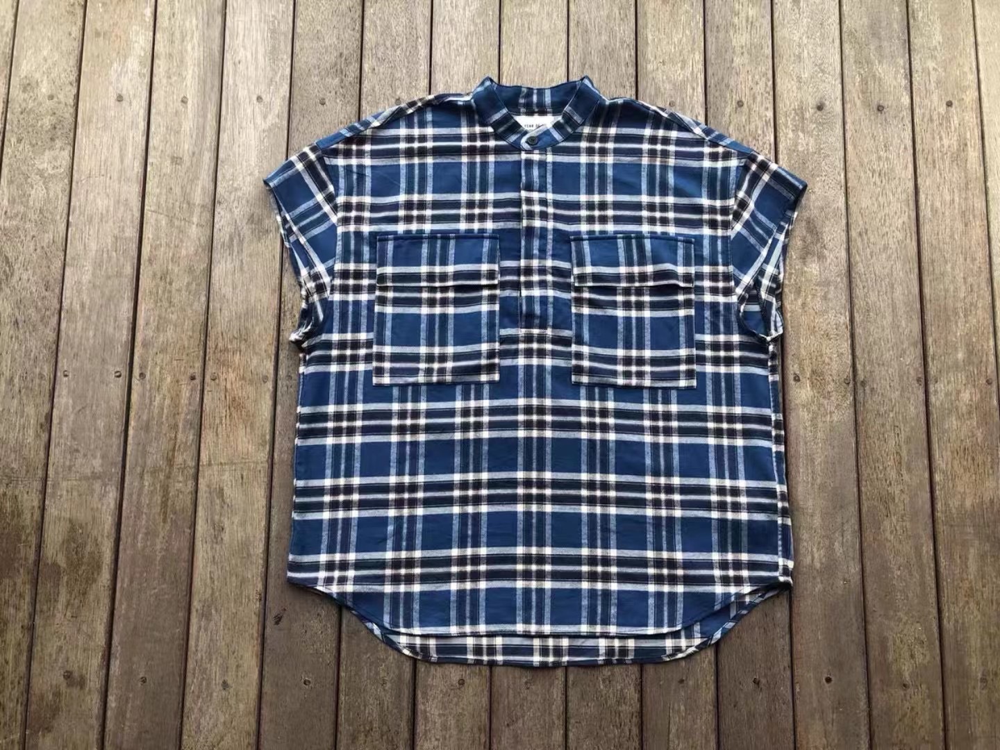 fog格子短袖衬衫第六季立领薄款法兰绒高街比伯同款潮牌ins街头