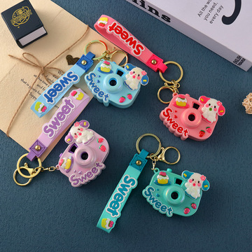 新款小狗相机钥匙扣卡通sweet投影相机创意汽车包包钥匙链挂件批