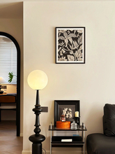 黑白复古美式免装饰画打孔中古植物沙发背景墙遮挡挂画客厅餐色调