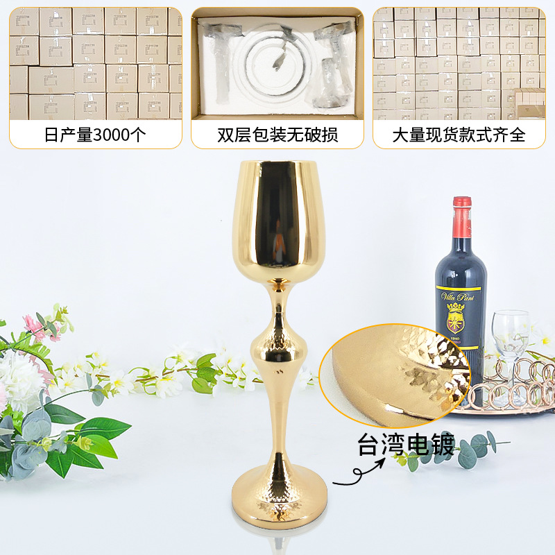 New Wedding Props Table Flower Vase Road Lead European-Style Golden Iron Flower Decoration Main Table Sign-in Table Decoration Ornaments