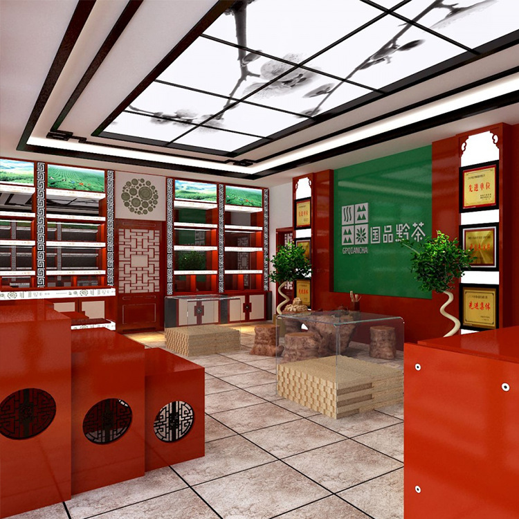 复古实木茶叶展示柜 茶具摆放陈列柜 花茶展柜 惠州工厂直销