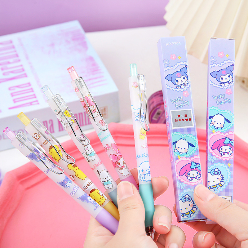 New Sanrio Blind Box Pen Fun Cartoon Scratch-off Pressing Pen Student Writing Gel Pen 0.5 Wholesale