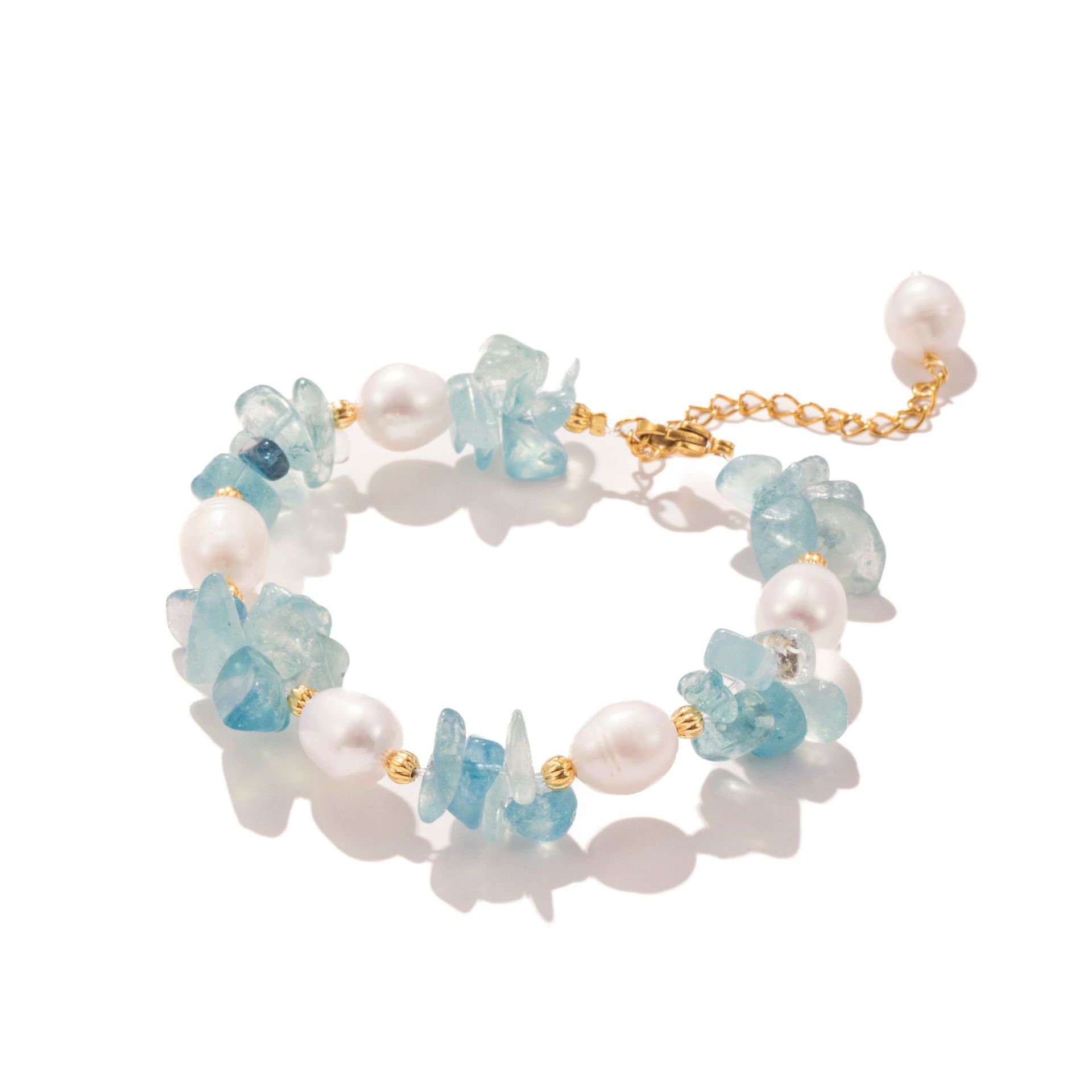 Freshwater Pearl Aquamarine Bracelet Women's Spring/Summer Niche Design Light Luxury Bracelet Girlfriends Student Minimalist Bracelet